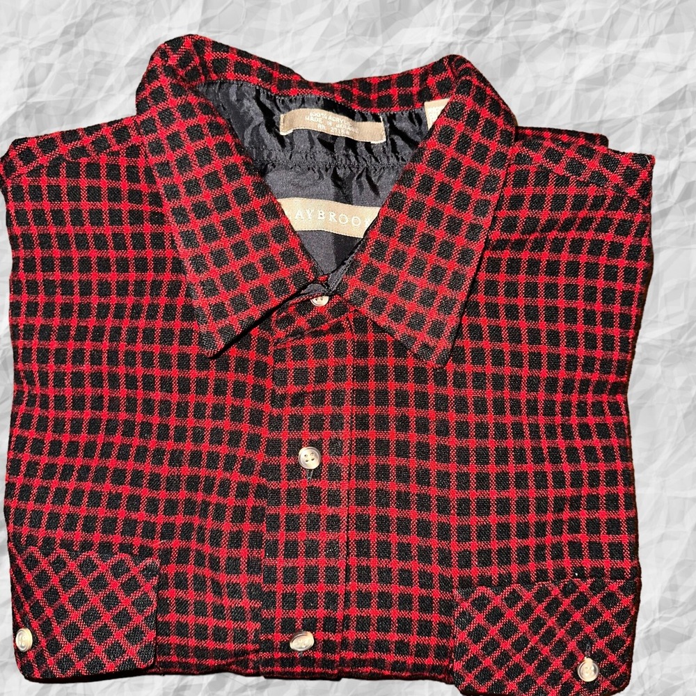 Claybrooke Mens Button Up Long Sleeve Flannel Shirt Red Black Plaid‎ Large 2XL